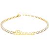 Sakrami Bracciale con Nome Tennis Personalizzato Corsivo Argento 925 Rodiato o Placcato Oro con Zirconi Bianchi Rosa Multicolor, Regalo Donna Ragazza Laurea Compleanno Comunione (Dorato Bianco)