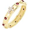 gioiellitaly Anello rosario argento 925 dorato liscio grani e croce con pietre rosse e bianche Anello preghiera unisex Gioiello Uomo Donna