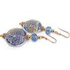 VENEZIA CLASSICA - Orecchini da Donna con perle in Vetro di Murano Originale, Collezione Linde, con foglia in oro 24kt, Made in Italy certificato (Blu)