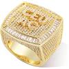 VAKTWPDLY Custom Iniziale Lettera Anello Iced Out Mens Bling Punk Anello Personalizzato Nome Anelli Di Lusso Cubico Zirconia Quadrato Banda Chunky 18K Placato Oro Hip Hop Gioielli Per Uomini Donne