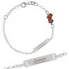 Sakrami Bracciale Bambino in Argento 925 + Piastrina Personalizzabile + Moto Smaltata + Braccialetto Kids Collection + Regalo per Nascita, Battesimo, Comunione + Confezione Regalo (Rosso)