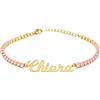 Sakrami Bracciale con Nome Tennis Personalizzato Corsivo Argento 925 Rodiato o Placcato Oro con Zirconi Bianchi Rosa Multicolor, Regalo Donna Ragazza Laurea Compleanno Comunione (Dorato Rosa)