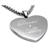 ByClay Laboratory Incisione Personalizzata Collana Donna Cuore in Acciaio Inox - Incisione Elegante Fronte/Retro - Tre Misure del Pendente - Diverse Lunghezze - Idea Regalo con Scatolina