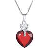Bling Jewelry Ciondolo a forma di cuore grande con rubino rosso AAA 10 CTW CZ in zirconia cubica, chiave romantica per il suo cuore, per donne e adolescenti, in argento sterling .925, catena da 16, 18 pollici.