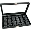 Findingking Glass top Jewelry display case box Black 24 Gem Jars