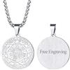 FaithHeart Collana Uomo Talismano 7 Arcangeli Amuleto Sigillo Ciondolo Rotondo Celeste 7 Arcangeli Oro/Nero/Acciaio Inox Personalizza Catena 55+5 CM Collana Protezione Occulta