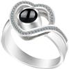 yrozvw Anello Personalizzato a Forma di Cuore con Immagine - Anello di Fidanzamento con Mezzaluna Memoriale per Donne