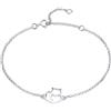 RUKYF Braccialetto a catena in argento Sterling 925 placcato oro con ciondolo a forma di cuore e gatto, regolabile, lunghezza 16,5 - 20,1 cm, regalo ideale per ragazze e donne amanti dei gatti, 7.9