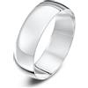 Theia Anello Nuziale Unisex in Oro Bianco 9K (375), Pesante, a Forma di D, Lucido, 6mm - Misura 13.5