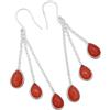 Silver Palace Orecchini pendenti da donna in argento Sterling 925 con pietra preziosa naturale, Small, Metallo Gemma, corniola-pera