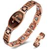 EnerCoppeX Combinazione magnetica in puro rame al 99,99% (bracciale e anello) che rappresenta la buona benedizione di Gesù Cristo, croce cristiana, sacchetto regalo (C), 8.5 inch, Rame