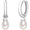 Valero Pearls Orecchini a cerchio con clip da Donna in Argento Sterling 925 con Perla di coltura di acqua dolce