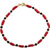gioiellitaly Bracciale argento 925 uomo donna unisex con cannettine corallo rosso naturale onice nero e argento 925 dorato gioiello artigianale unico made in italy