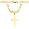 AMAR Collana in oro da uomo con croce 585, catena a croce 925/585 - collana da uomo argento sterling oro, 70 cm