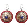Tibetan Silver Orecchini Etnici Tribali Bohémien Fatti a Mano Placcati in Argento 925 per Donna Orecchini con Pietre Preziose in Corallo e Lapislazzuli