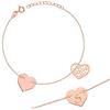 Sakrami Bracciale Argento 925 con Cuore Passante Incidibile e Cuore Traforato - Finitura Dorata Rodiata o Rosé - Scatola con Dedica Incisa - Gioiello per Donne Ragazze San Valentino Cresima (Rosé)