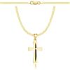 ZELYA Collana d'oro con croce/medaglione - catena a maglia panzer placcata oro 925/585 14K per ragazze e ragazzi - 45-60 cm collana per comunione con croce, collana per bambini per comunione e