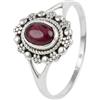 mantraroma Anello da donna in argento con pietra preziosa granato rosso, discretamente giocoso