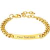 PROSTEEL bracciale personalizzabile per uomo e donna, catena a maglia barbazzale, regolabile 18 + 5 cm, in acciaio inox 316L placcato oro 18 carati/confezione regalo e Acciaio inossidabile