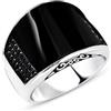 TAKILINGO Anello da uomo in argento Sterling 925 massiccio con pietra di onice nera, stile ottomano, vintage, autentica pietra preziosa ovale, fatto a mano e Argento, 62 (19.7)