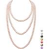 genkigold Collana Lunga di Perle per Donne Degli Anni '20 - PARIGI - Lussuose Perle di 8mm Eleganza Senza Tempo - Cultura Naturali - Lunghezza 180cm - Champagne Oro - per Ogni Occasione Speciale