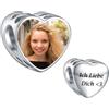 LaMenars Charm personalizzato con foto di cucciolo Lettere personalizzate in argento sterling 925 Charm in perline compatibile con la collana del braccialetto da donna