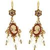 Mokilu' - Gioielli - Orecchini Vintage - Donna - Ottone dorato 24kt - Cammeo e Perle