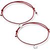 Flores Coppia di braccialetti filo rosso del destino con cuori in argento