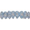 AHTCPO Grillz Hip Hop Placcati Oro con Strass CZ Blu & Bianco - Set di Dentari Superiori & Inferiori Regolabili Brillanti per Feste & Spettacoli(Platinum Upper Teeth)