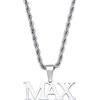 INBLUE Nome Personalizzato Collana Ciondolo Piatto per Uomo Donna Personalizzato Grande Lettera Iniziale Numero Collane con Catena Curb/Corda Catena Gioielli Hip Hop(A1: Argento)