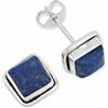 mantraroma orecchini a bottone in argento 925 con pietra blu lapislazzuli, orecchini in vero argento sterling da donna, regalo