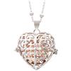 Goldway Chiama Angeli Collana placcata in Oro Bianco Donna Ragazza Regalo Gravidanza in Acciaio e Lega di Bronzo con Ciondolo Traforato a Forma di Cuore