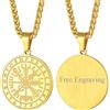 FaithHeart Collane Uomo Personalizzabile Stile Vichingo Ciondolo Runico Pendente Pentagramma/Bussola/Nodo Celtico/Yin Yang Gioielli Nordici Portafortuna per Uomini Ragazzi Catena 55+5cm