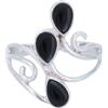 mantraroma Anello da donna in argento 925 con pietra preziosa onice nera insolita e giocosa