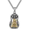 HIJONES Uomo Acciaio Inossidabile Buddha Ciondolo Collana Amuleto Buddista Santo Patrono Gioielli Oro Argento