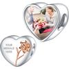 NINGAN Personalized Photo Charms Birth Flower March Daffodil Beads Argento Sterling Personalizzare Immagine Amore Cuore per le Donne Bracciali e Collane Regali per Ragazze