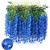 Luerbi Confezione da 24 ghirlande di fiori artificiali di glicine blu reale, 1 m, glicine finto, da appendere, per sfondo, decorazione da giardino
