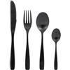 Generico Set di Posate Moderne in Acciaio Inox Nero, 24 Pezzi per 6 Persone, Include Coltello, Forchetta, Cucchiaio Grande e Piccolo, Servizio Completo da Tavola