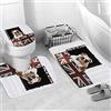 JIFOME Set di Tappetini da Bagno in 3 Pezzi,Bulldog inglese seduto in scatola a tema Union Jack Gran Bretagna Desi,Tappetino da Bagno Assorbente Antiscivolo, Tappeto a Forma di U e Coperchio del WC Lavabile