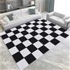 Generic Nero Tappeto Scacchiera geometrica Tappeti Pelo Corto Area Tappeti 60 x 90 cm Tappetino da Ingresso, Portico, Indoor per Esterno Tappeto, Antiscivolo Tappetino da Terra