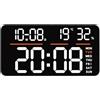 FACULX Orologio da parete digitale a LED con ampio display, doppia impostazione di allarme, conto alla rovescia, cronometro, calendario digitale e caratteristiche ambientali (bianco)