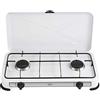 Melchioni Family | Fornello a Gas da Campeggio MINERVA 2 con 2 Fuochi, Fornelletto GPL Portatile con Coperchio, Griglia e Fuochi Removibili, Bianco