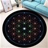 JIEDEDIAM Tappeto rotondo della serie Fiore della Vita verde/viola/galassia per tappetino da yoga, meditazione, guarigione Reiki, arredamento per la casa