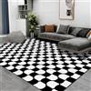 juofbwas Tappeto per Soggiorno e Camera da Letto,Antiscivolo Lavabile, Morbido Pelo Corto Tappeto Moderno Plaid Geometrico Bianco e Nero, 120 x 160 cm