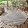 SIMPEX Tappeto Outdoor Rotondo 160 cm Grigio Resistente alle Intemperie UV Facile da Pulire Stile Scandinavo Boho per Terrazza Giardino Soggiorno