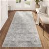 TAPISO Valley Tappeto per Corridoio Vintage Pelo Corto con Motivo Astratto Grigio - Elegante Runner per Soggiorno, Camera da Letto, Sala da Pranzo - Design Moderno, Facile da Pulire - 100 x 300 cm