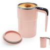 Tutamaz Tazza automatica da 380 ml, con manico, coperchio e indicatore di temperatura, tazza da caffè intelligente ricaricabile, per caffè latte di soia, cioccolata calda (rosa)