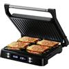 Olvy Grill digitale a contatto con piastre antiaderenti, macchina per panini 3 in 1, griglia aperta a 180°, temperatura regolabile, timer, ampia area di cottura, manico Cool-Touch, Negro