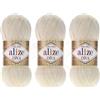 Alize Diva Filato a mano 100% Microfibra Acrilica Filato Alize Diva Effetto Seta Crochet Artigianato Pizzo Artigianato Lotto di 3 matasse 300 gr Colore 62 - crema chiaro.