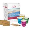 Mahela Kit Accessori monouso per caffè - 300 bicchieri di carta (75ml), 300 palette di legno, 300 bustine di zucchero di canna
